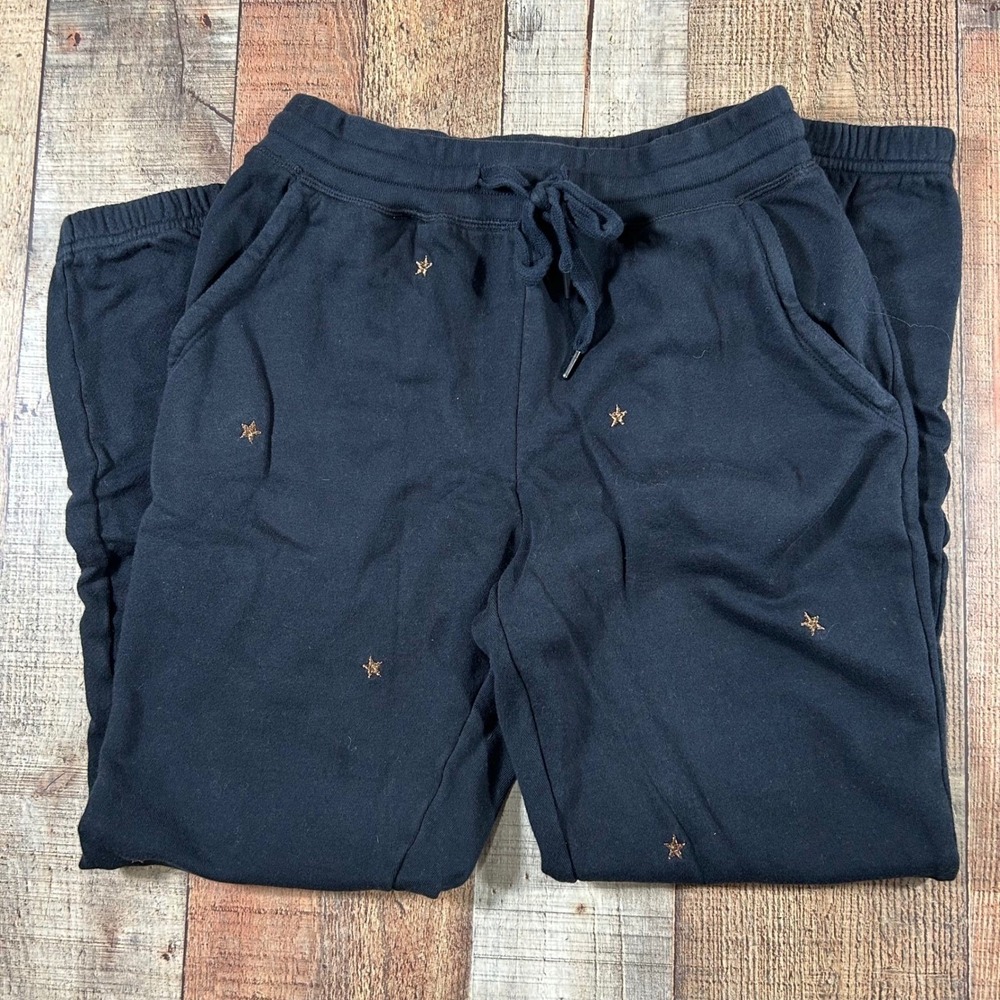Rails Kingston Jogger Sweatpants XS Black Bronze Star Embroidery Cotton Modal